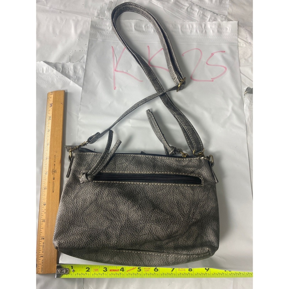 Stone & Co Gray Pebbled Crossbody Purse Shoulder Bag Multi Pocket Handbag - Picture 2 of 3